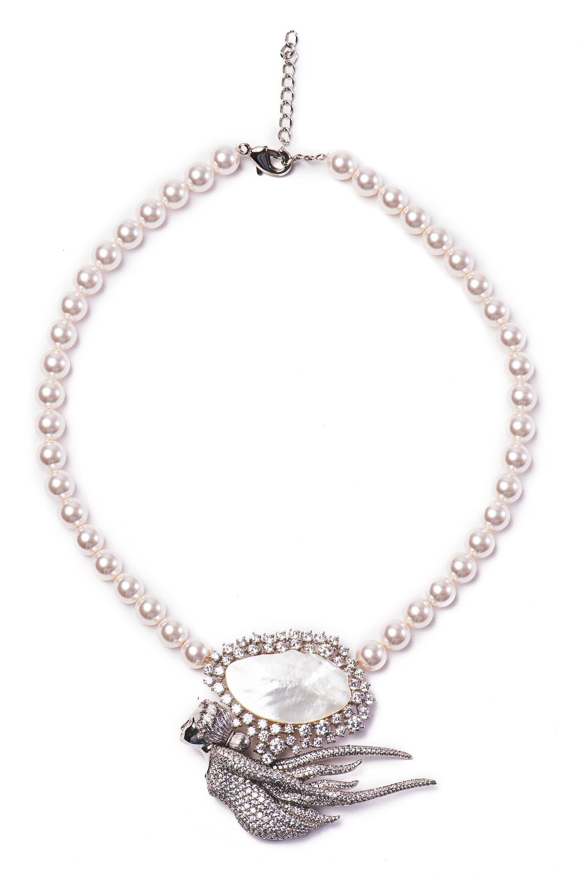 Mother Of Pearl Studded Pendant Necklace 