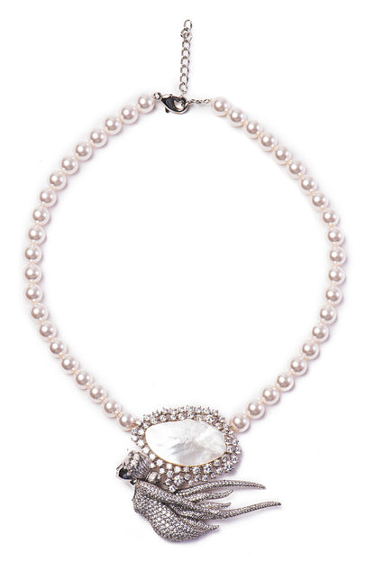 Mother Of Pearl Studded Pendant Necklace 