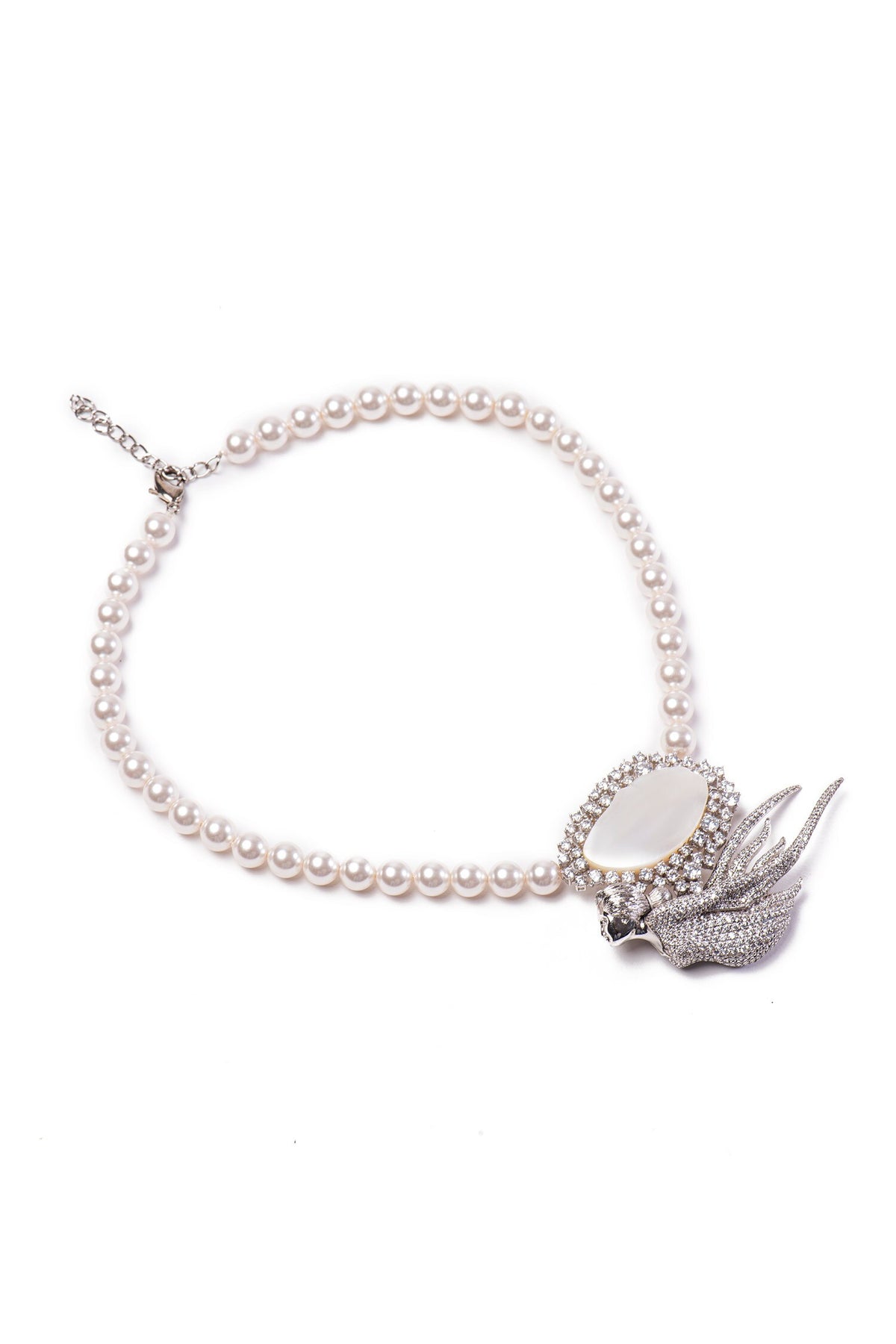 Mother Of Pearl Studded Pendant Necklace 