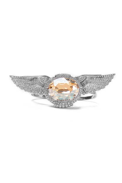 Stone Studded Angel Wings Ring 