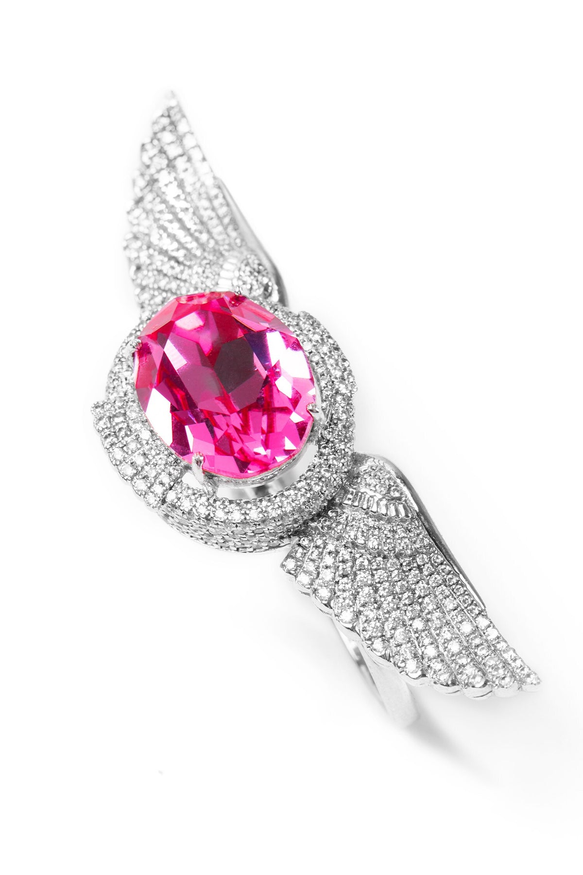 Stone Embellished Angel Wings Ring 