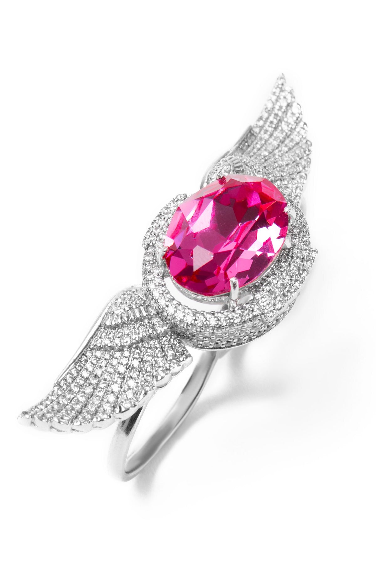 Stone Embellished Angel Wings Ring 