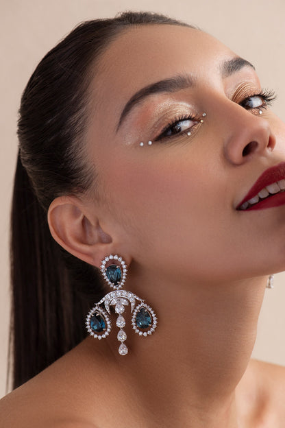 Victorian Swarovski Stones Embellished Chandelier Earrings 