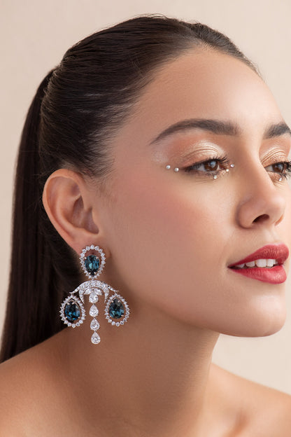 Victorian Swarovski Stones Embellished Chandelier Earrings 