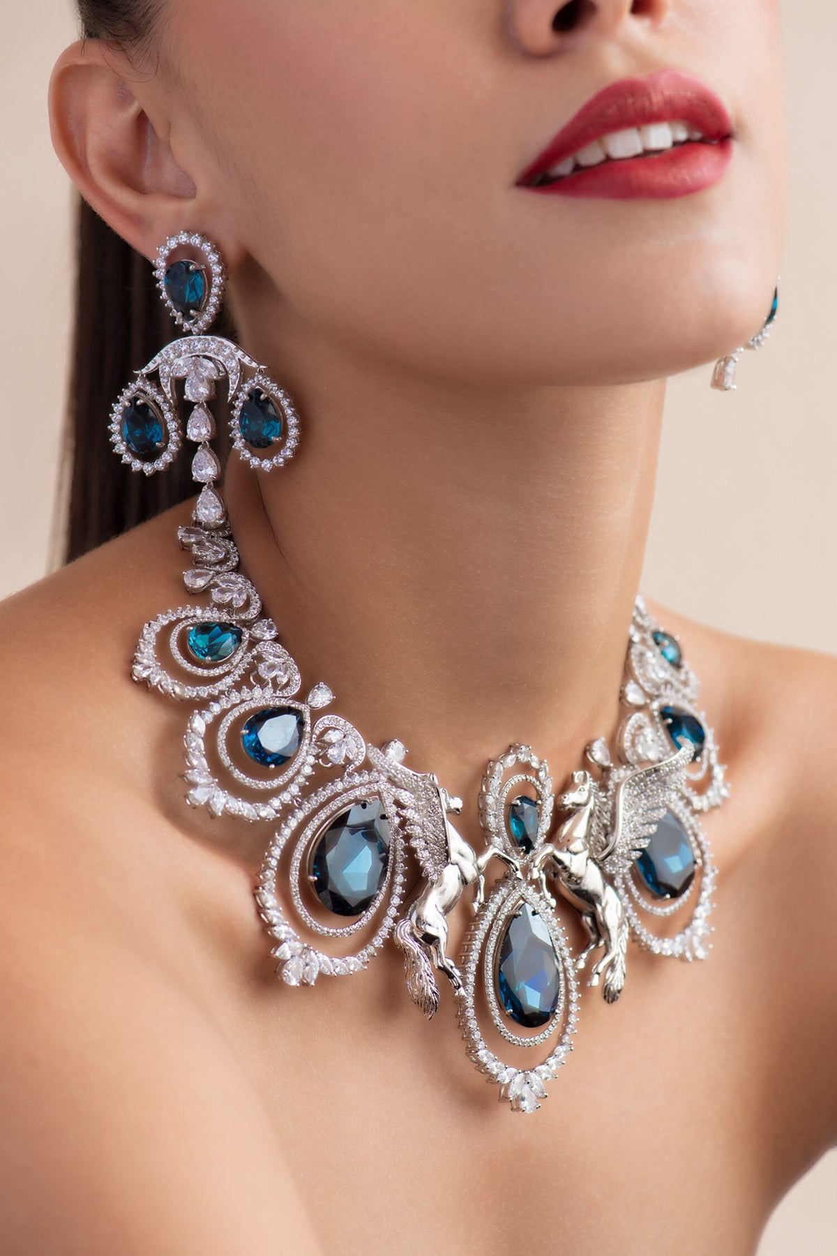 Victorian Swarovski Stones Embellished Chandelier Earrings 