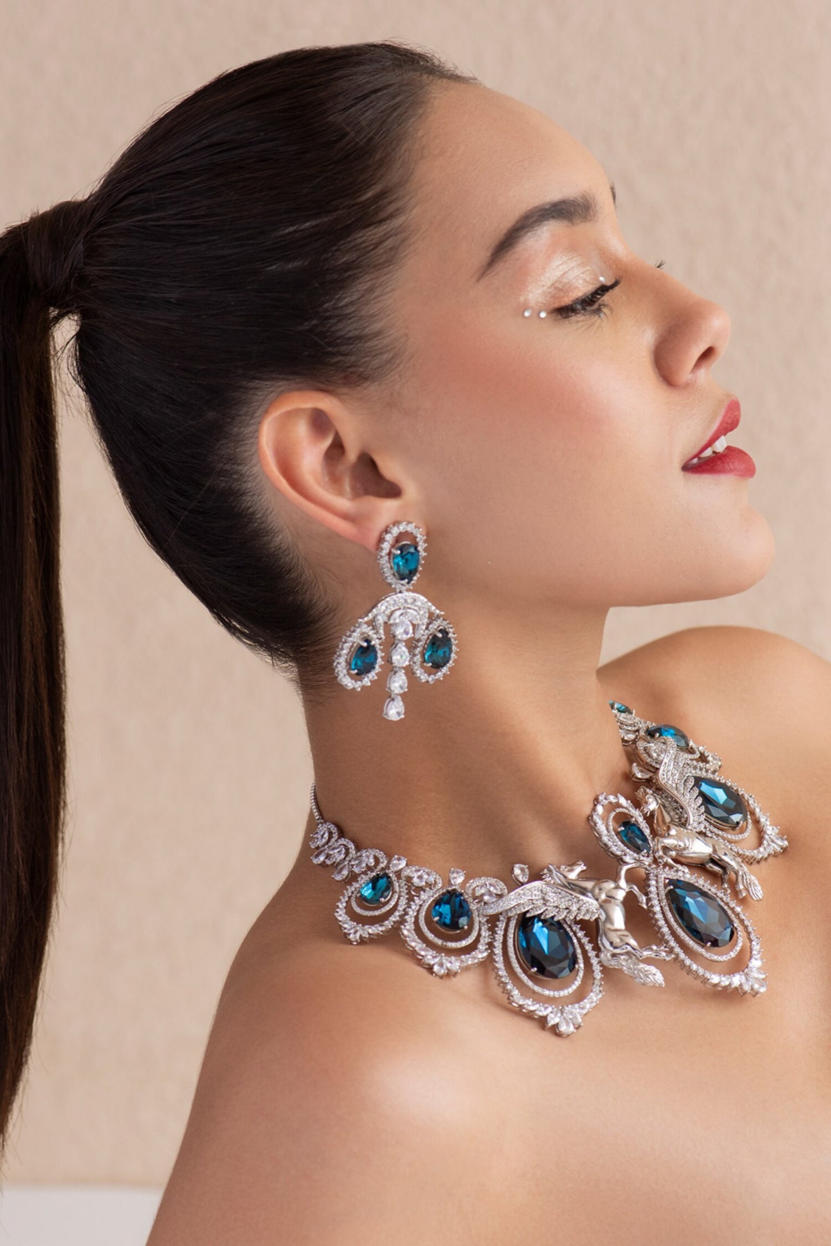 Victorian Swarovski Stones Embellished Chandelier Earrings 