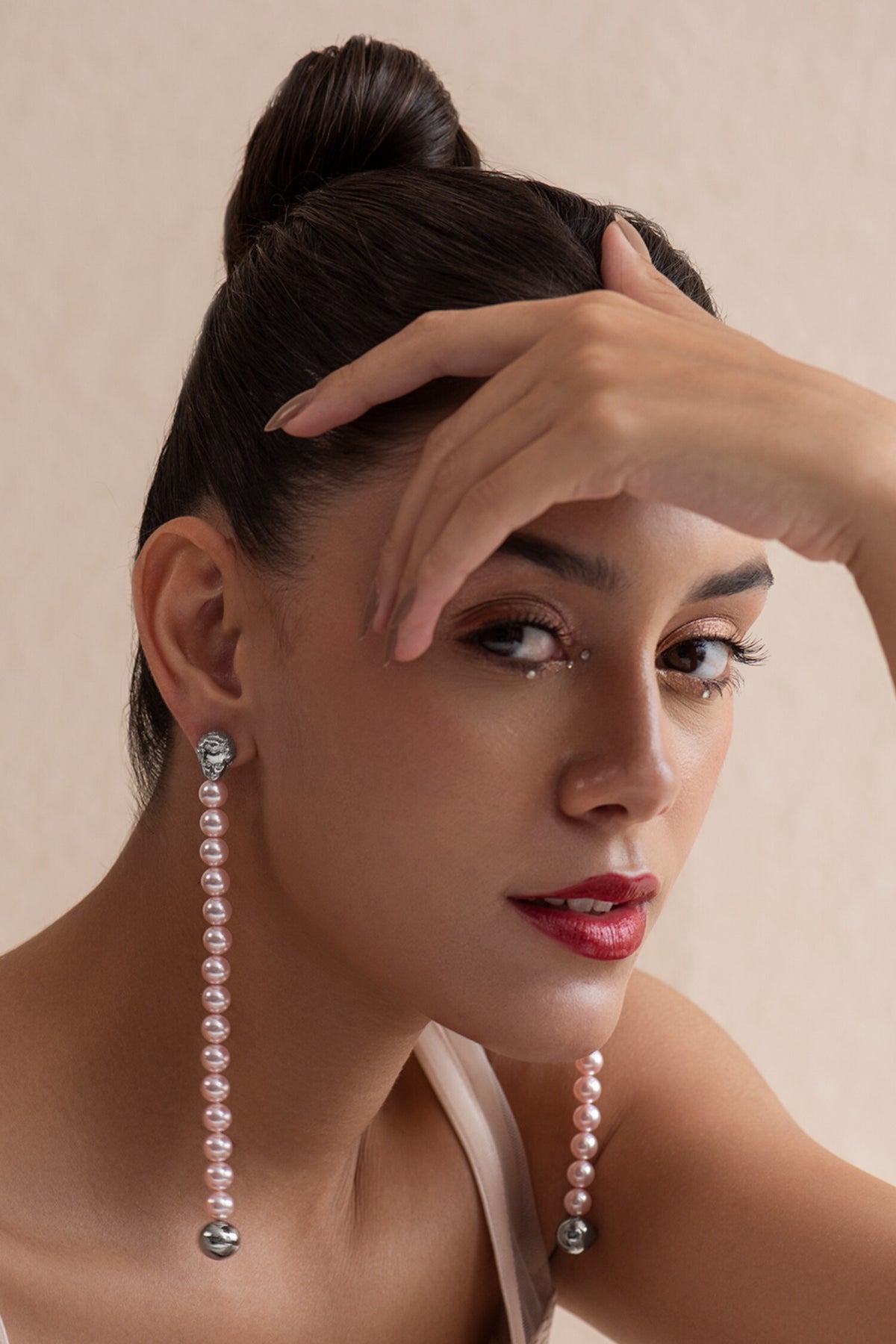 Swarovski Pearl Embellished Long Dangler Earrings 