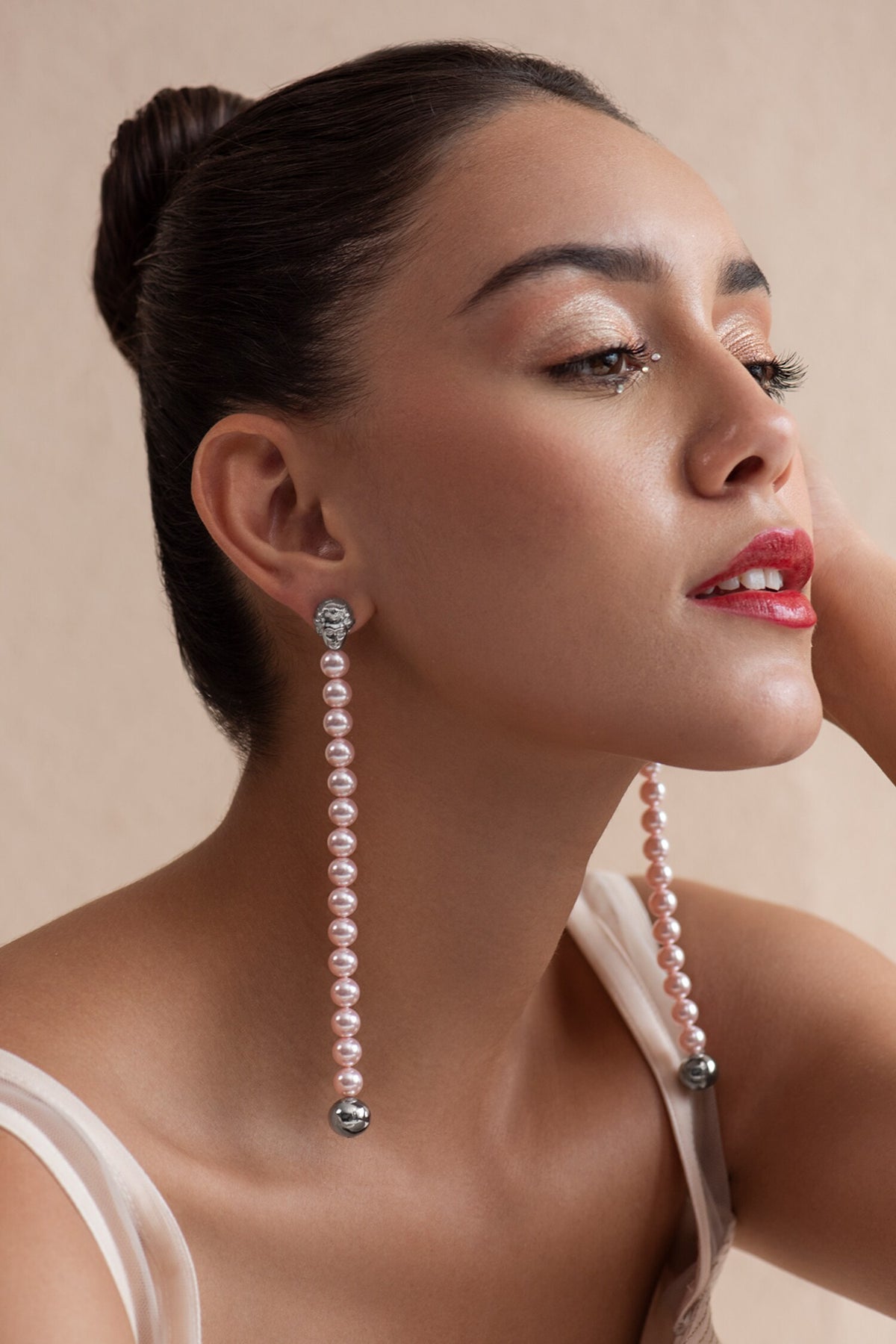 Swarovski Pearl Embellished Long Dangler Earrings 