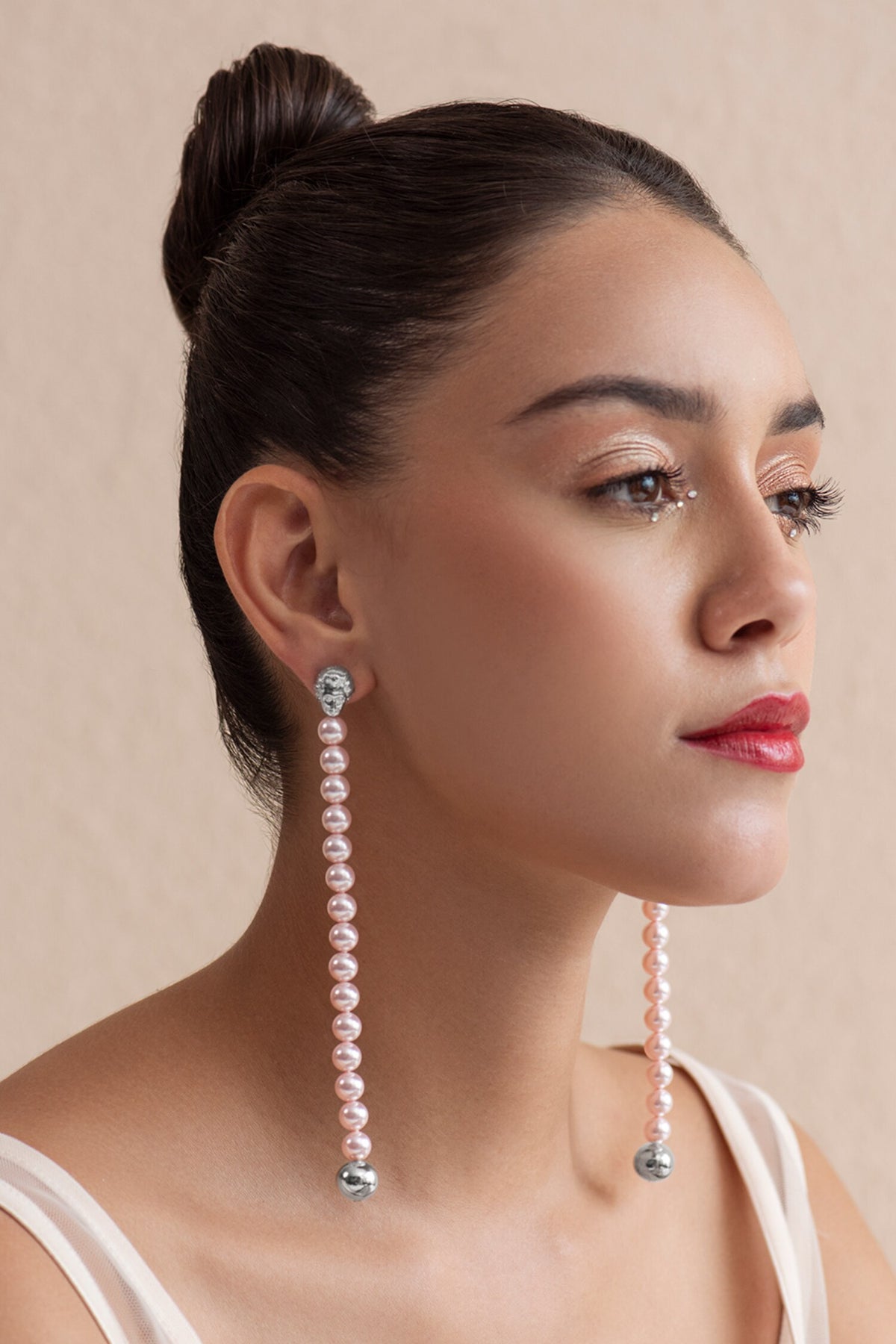 Swarovski Pearl Embellished Long Dangler Earrings 
