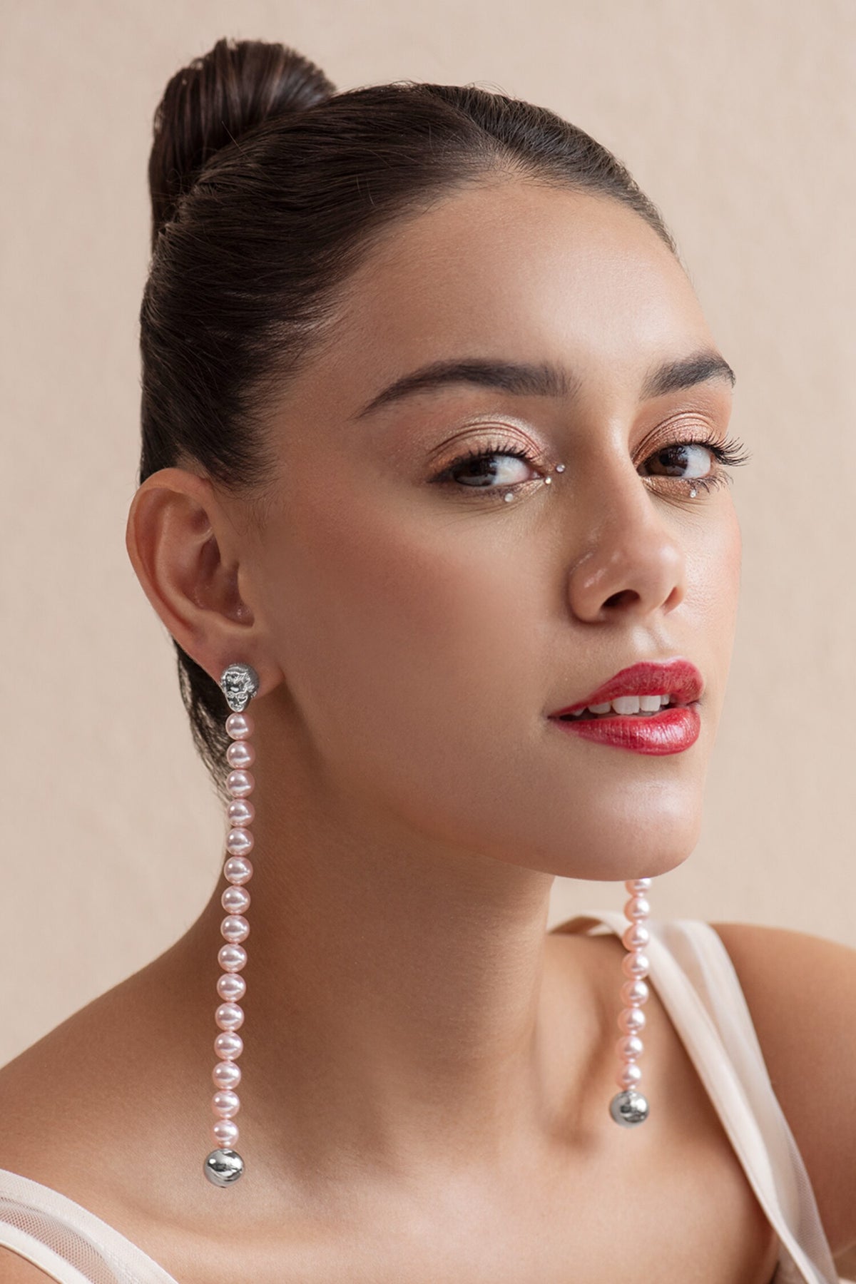 Swarovski Pearl Embellished Long Dangler Earrings 