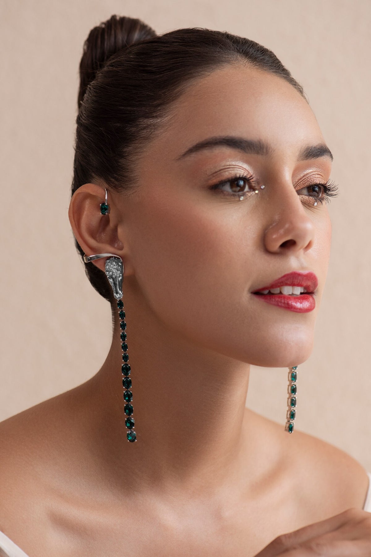 Horse Carved Work Dangler Ear Cuffs 