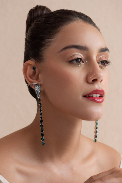 Horse Carved Work Dangler Ear Cuffs 