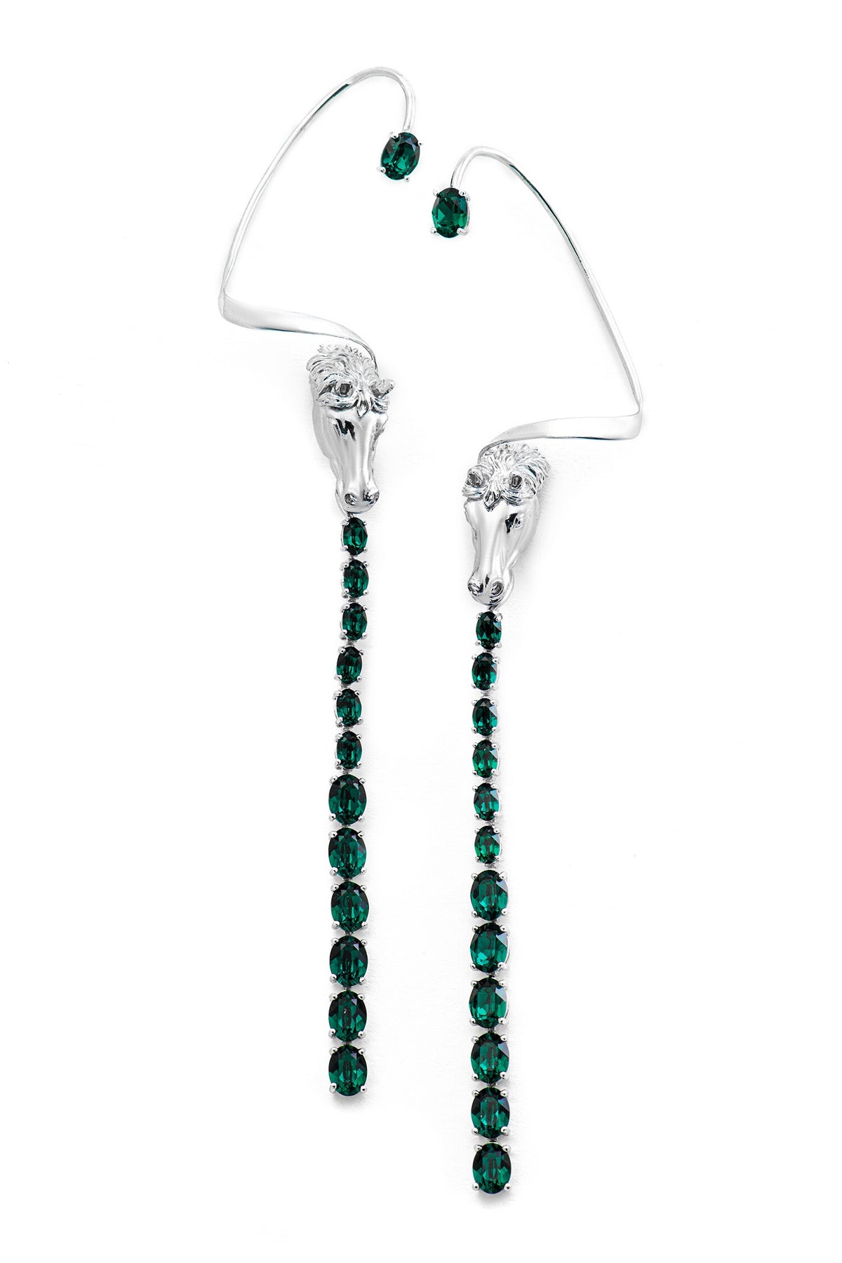 Horse Carved Work Dangler Ear Cuffs 