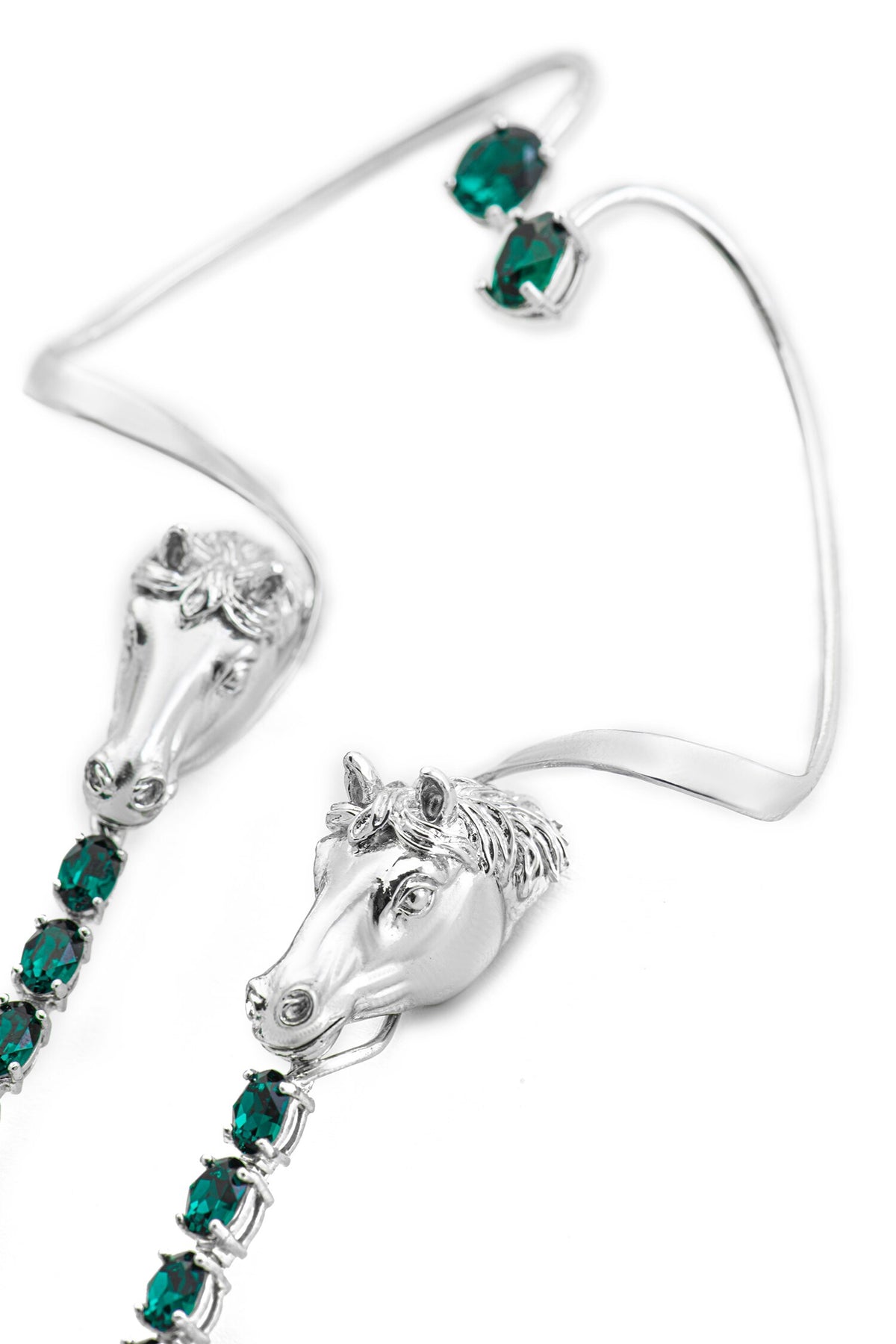 Horse Carved Work Dangler Ear Cuffs 