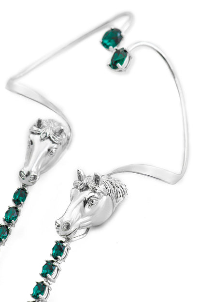 Horse Carved Work Dangler Ear Cuffs 