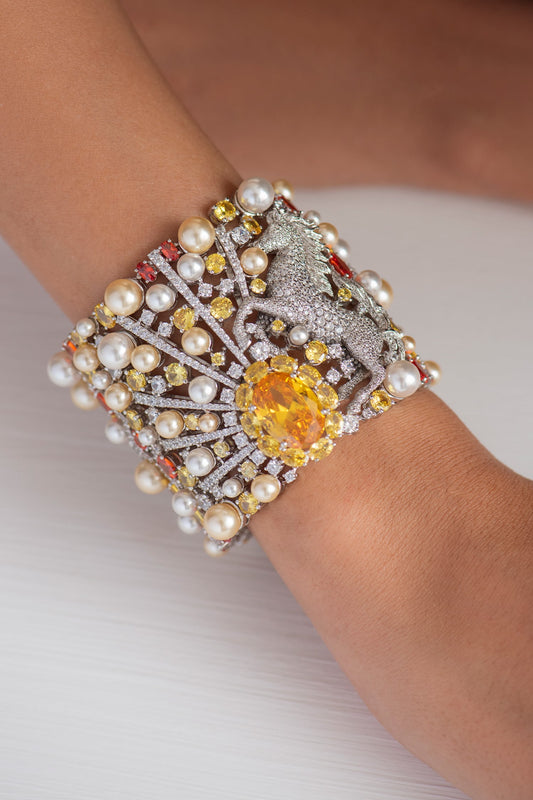 Stallion Swarovski Stone Embellished Cuff 