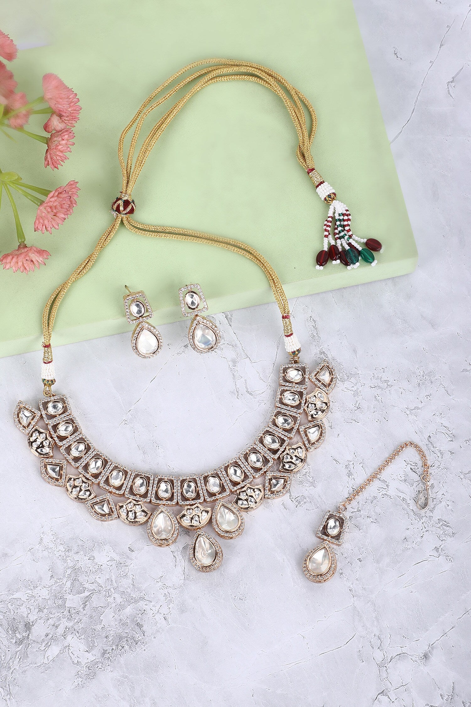 Stones Embellished Necklace Set 
