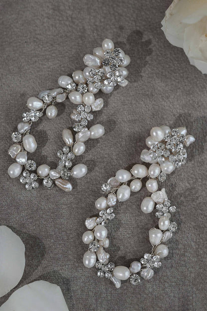 Kiara Floral Pattern Pearl Embedded Earrings 