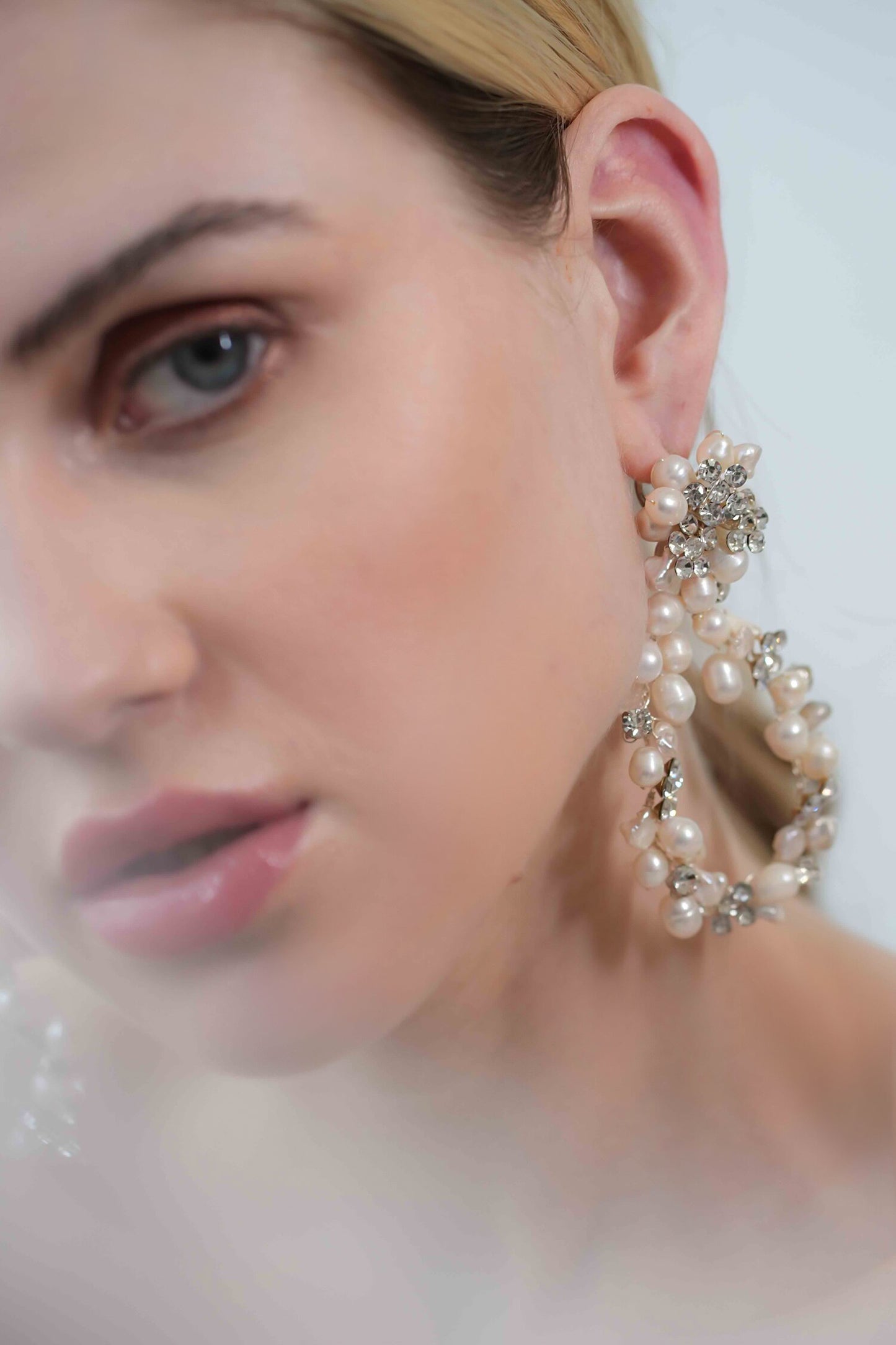 Kiara Floral Pattern Pearl Embedded Earrings 