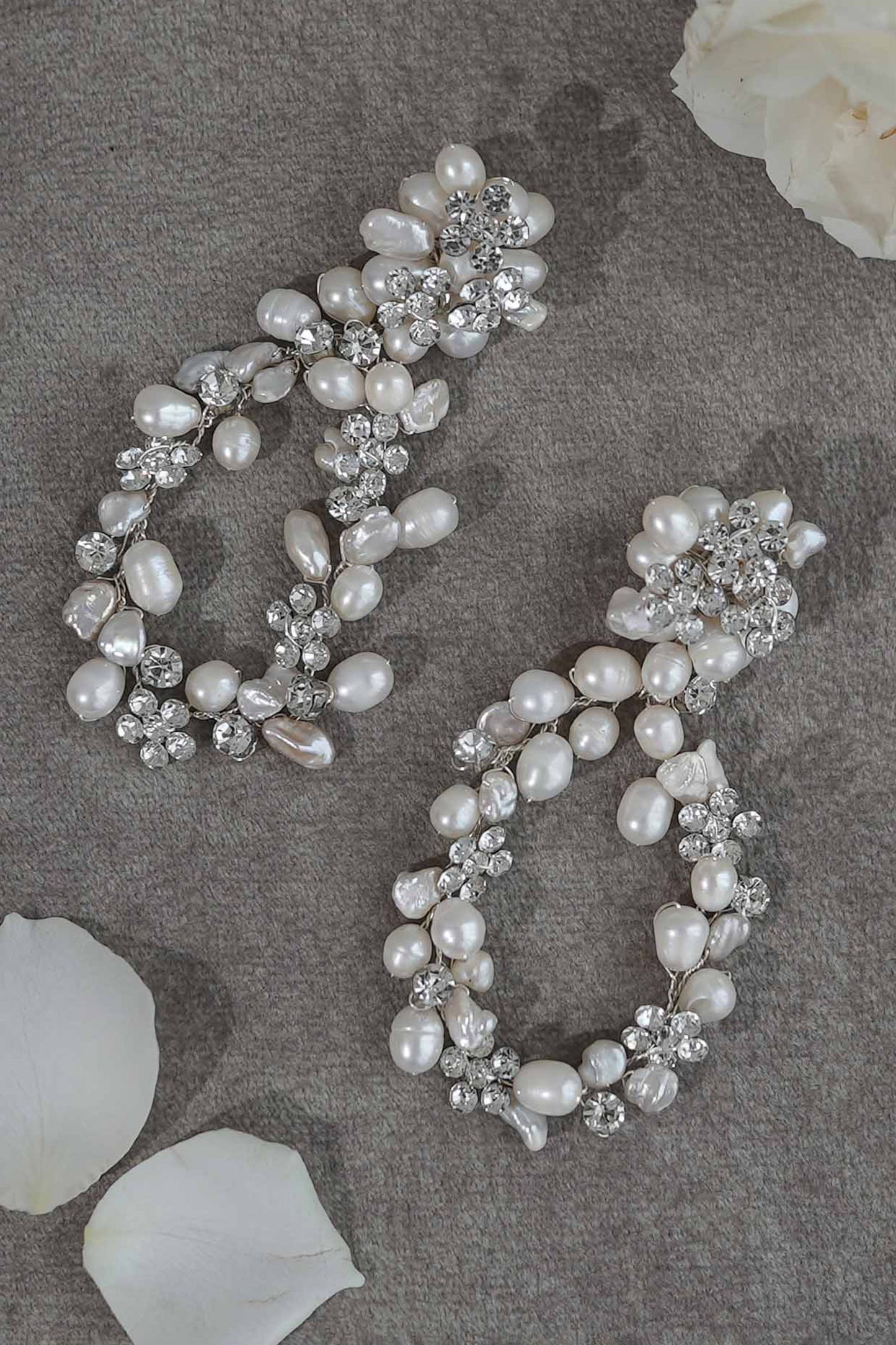 Kiara Floral Pattern Pearl Embedded Earrings 