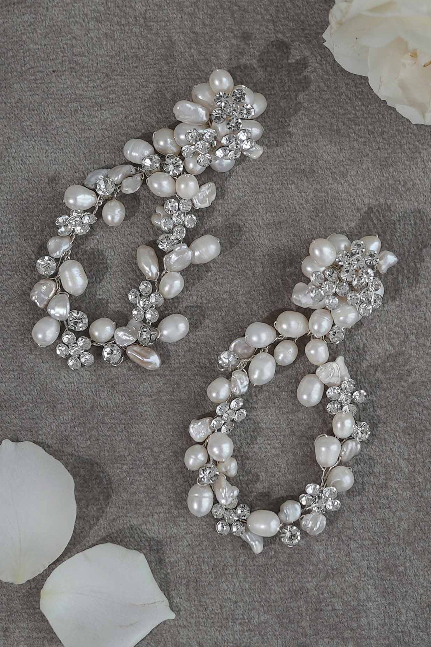 Kiara Floral Pattern Pearl Embedded Earrings 