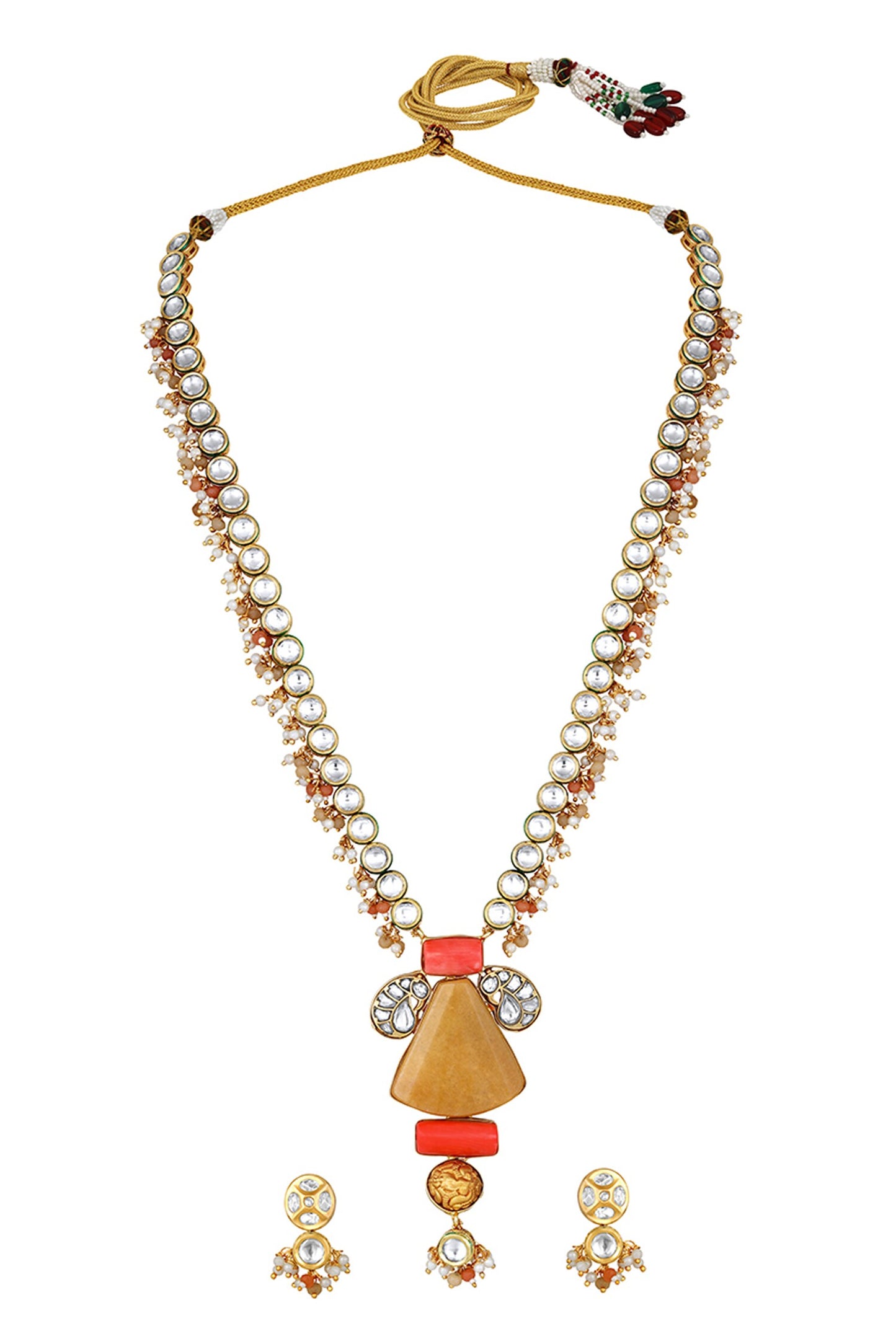 Geometric Kundan Embellished Necklace Set 
