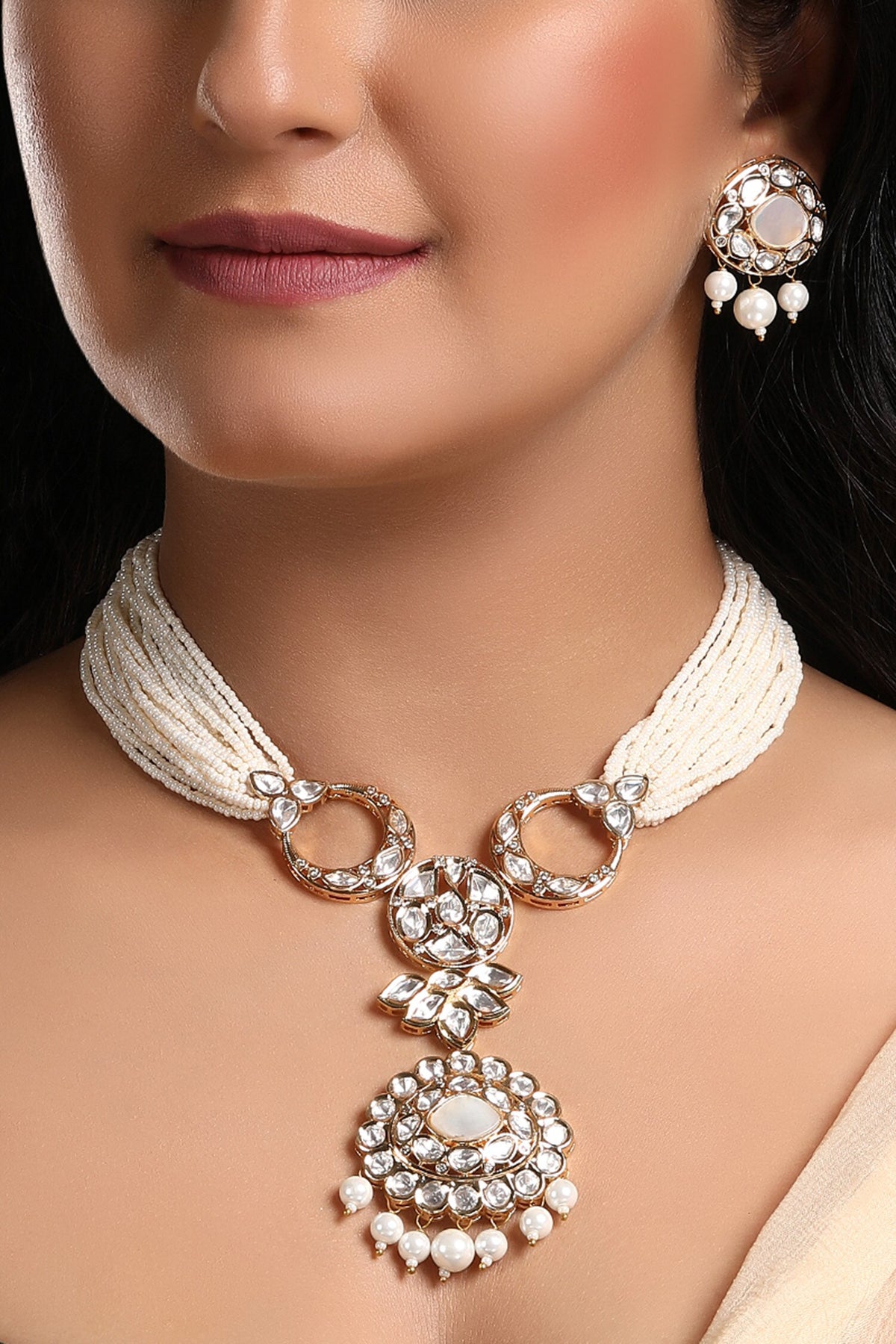Mother Of Pearl Embellished Necklace Set 