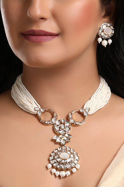 Mother Of Pearl Embellished Necklace Set 