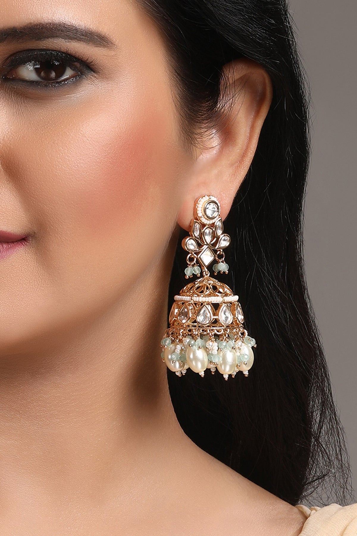 Kundan Embellished Jhumkas 