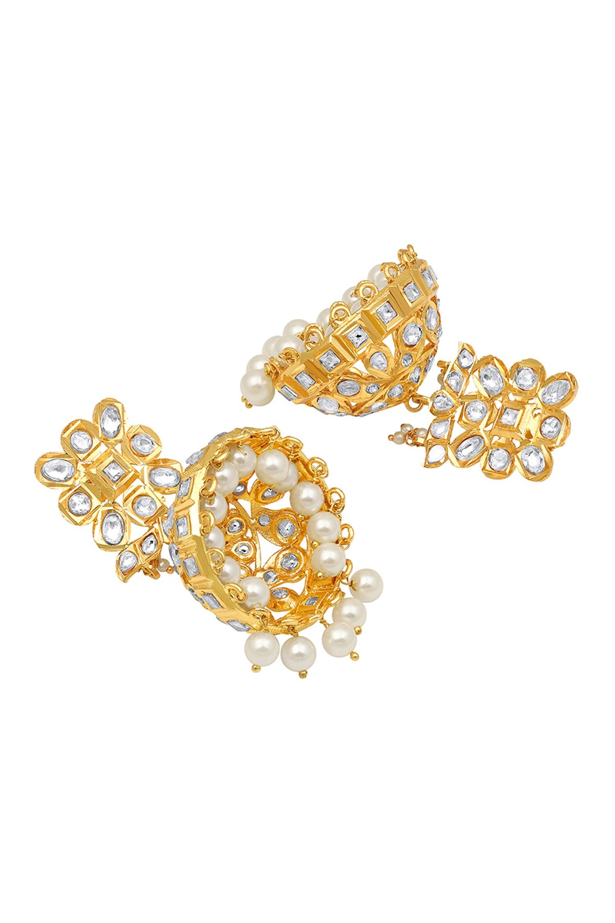 Carved Kundan Embellished Jhumkas 