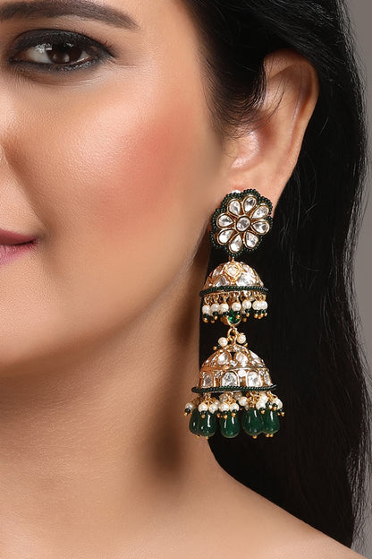 Floral Carved Embellished Jhumkas 