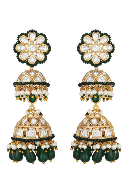 Floral Carved Embellished Jhumkas 