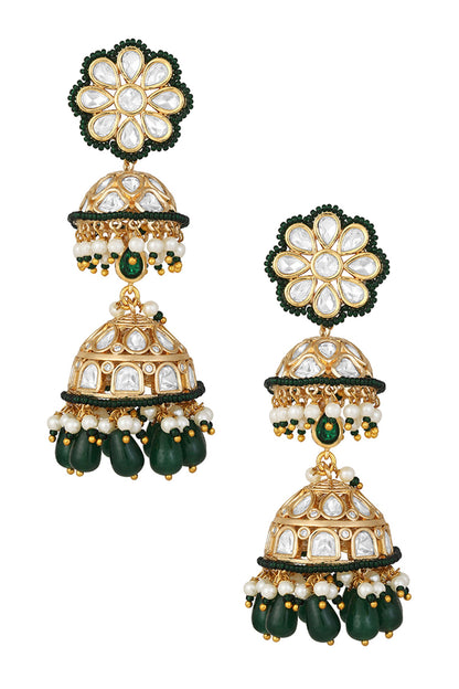 Floral Carved Embellished Jhumkas 