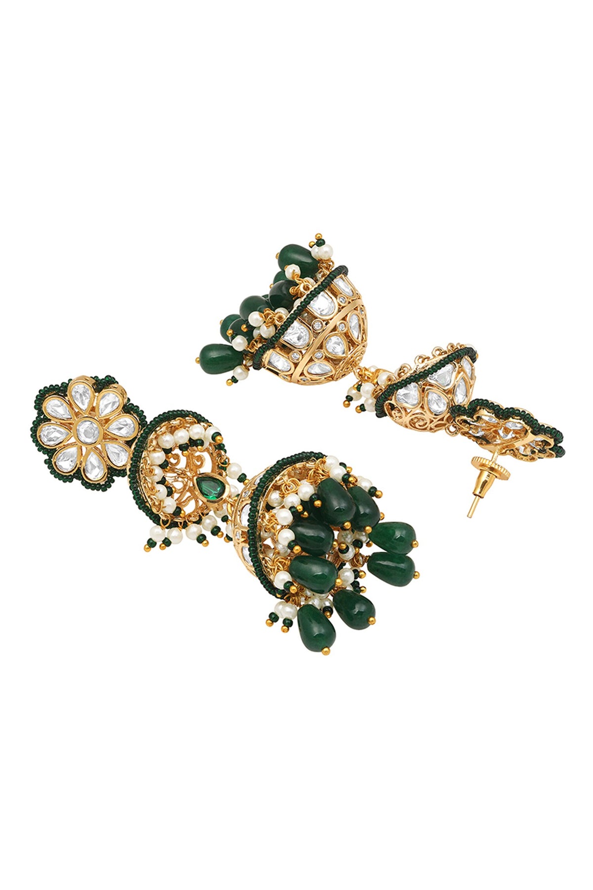 Floral Carved Embellished Jhumkas 