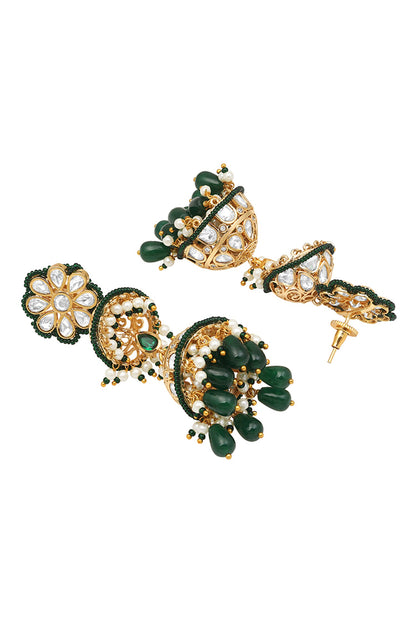Floral Carved Embellished Jhumkas 