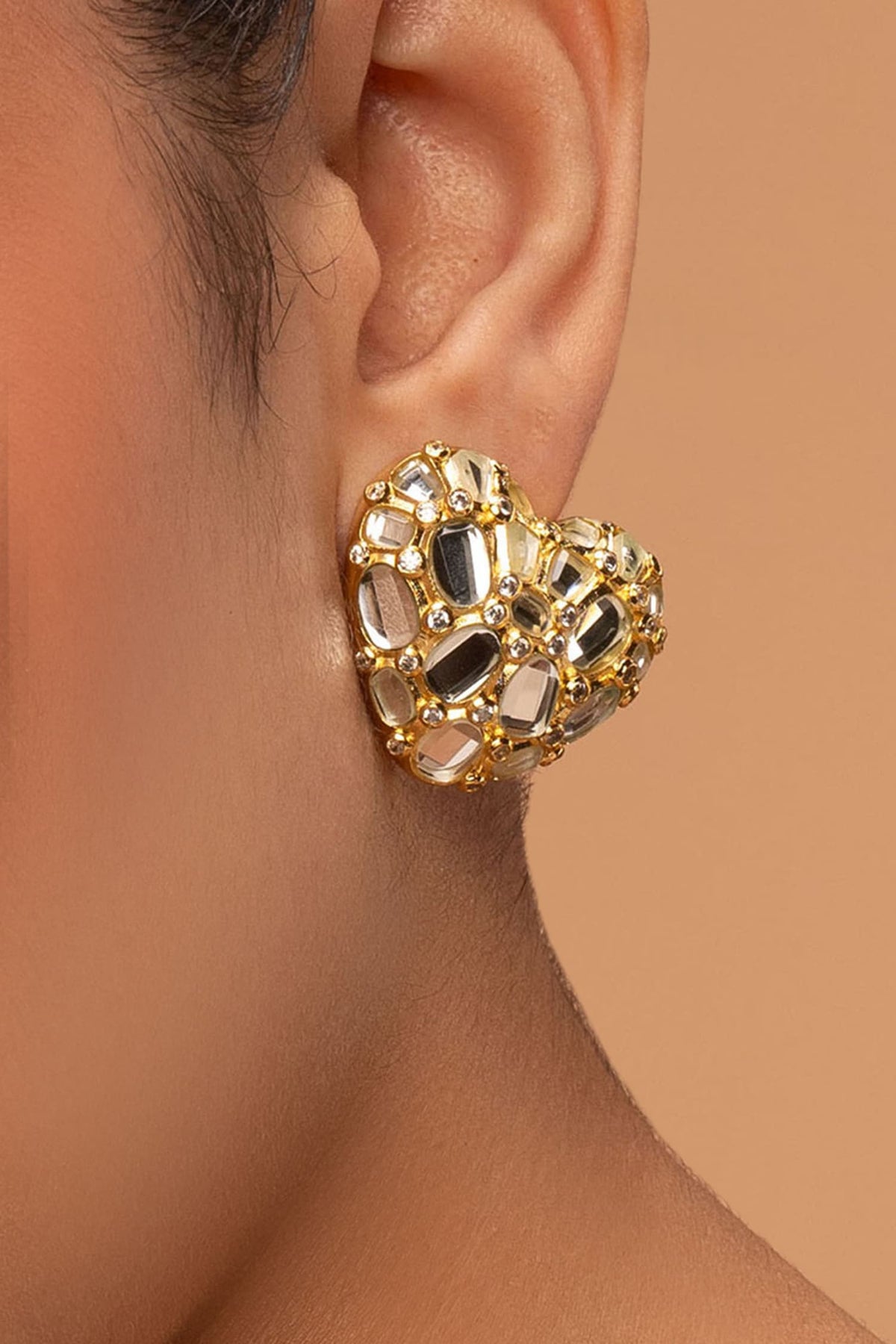 Desire Mirror Heart Studs 