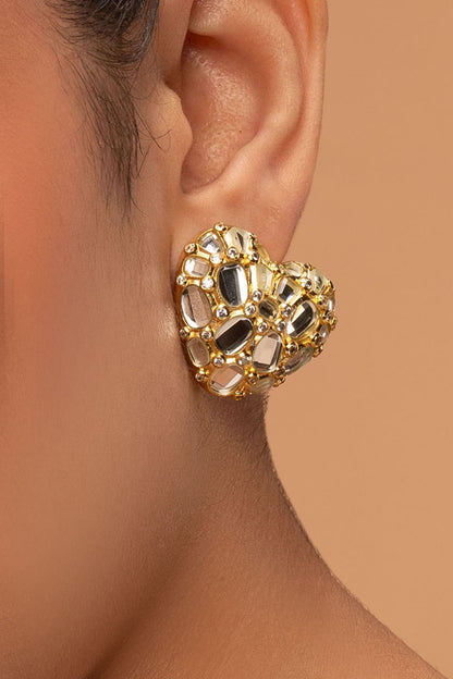 Desire Mirror Heart Studs 