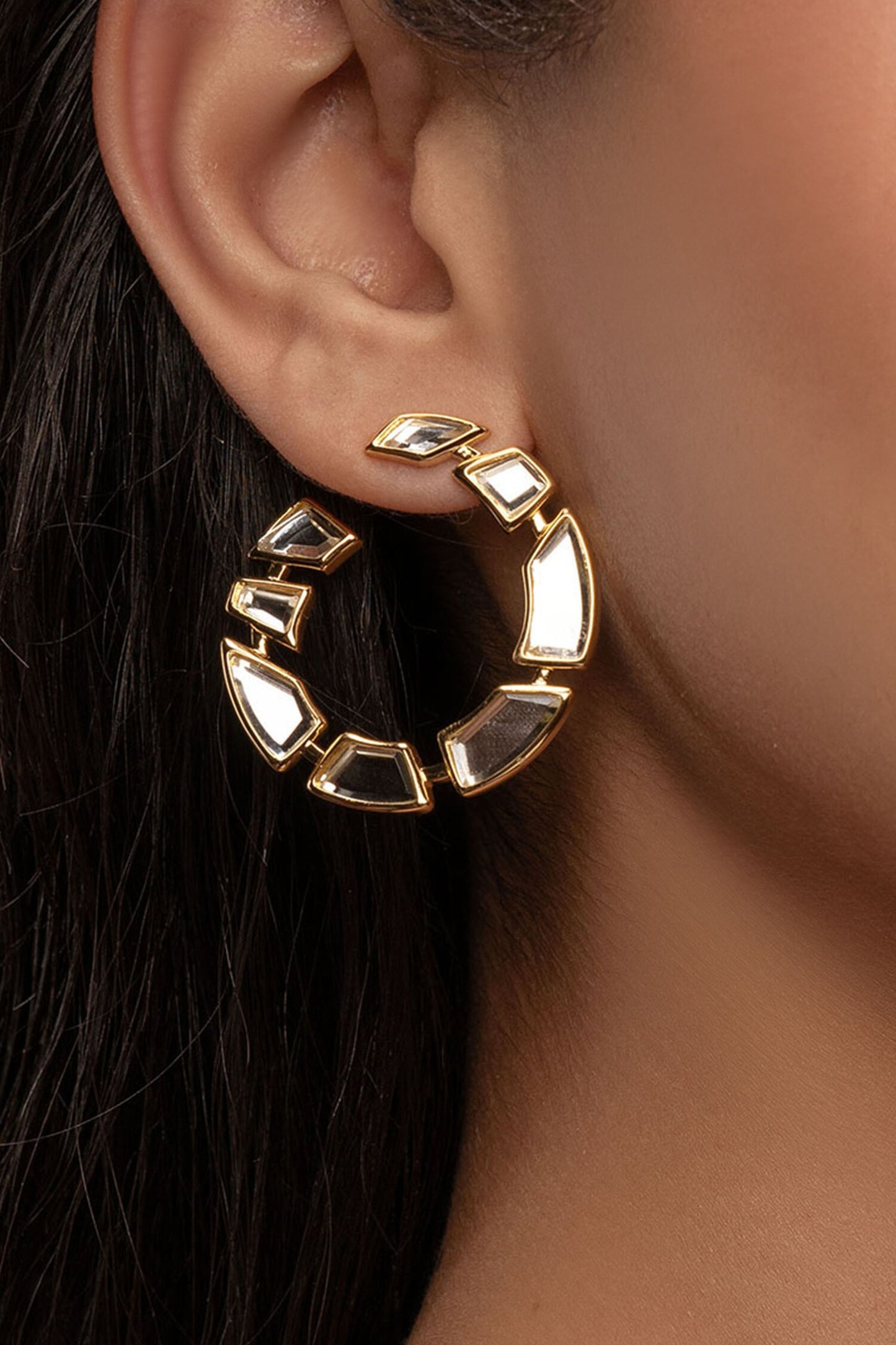 Nuit Mirror Studded Hoops 