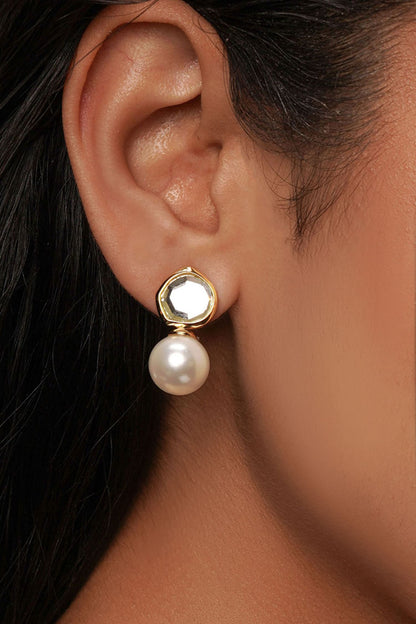 Flash Jacket Mirror Embellished Earrings 