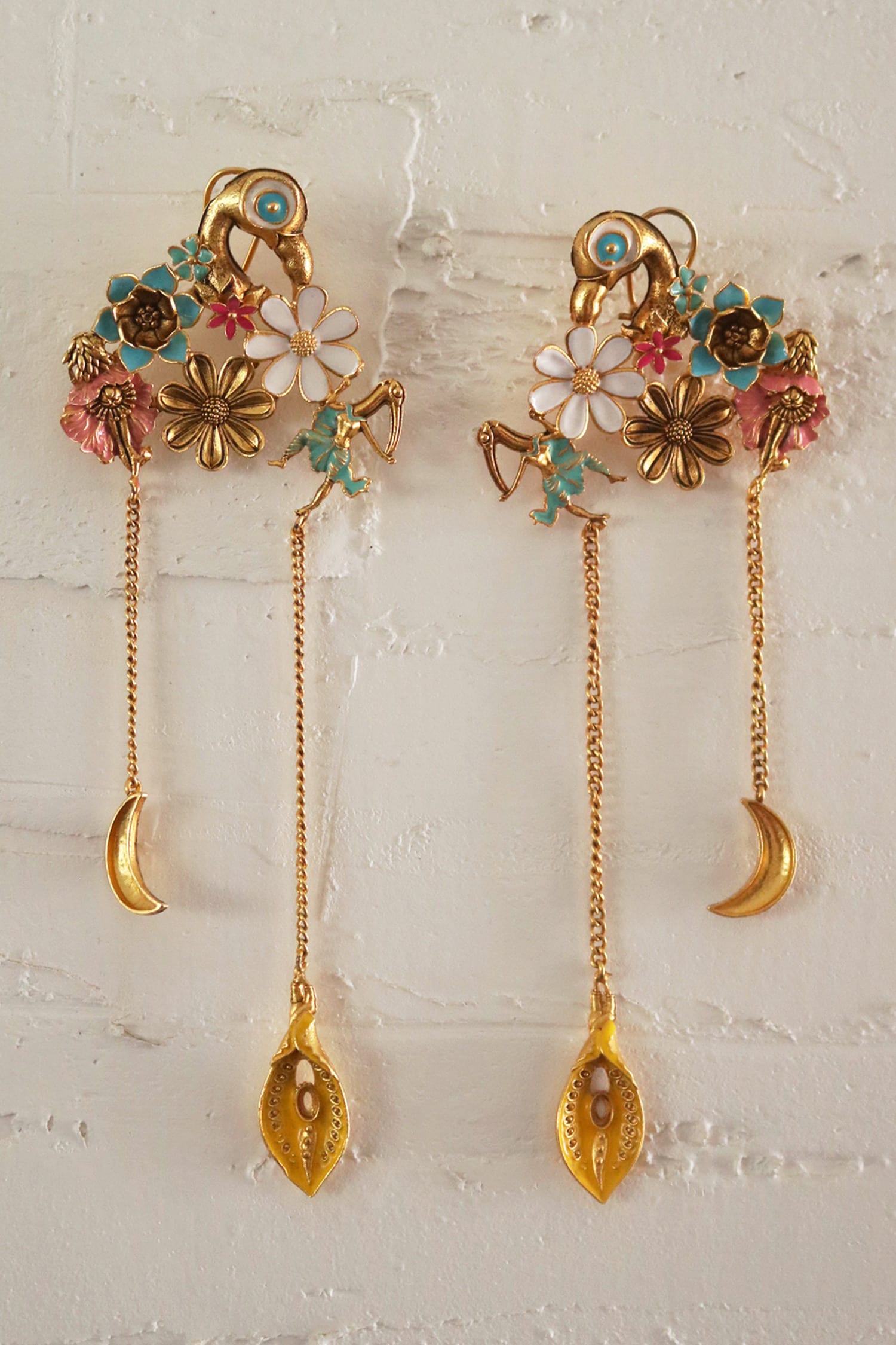 Blooming Carved Long Earrings 
