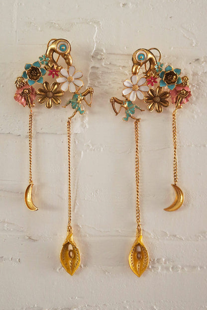 Blooming Carved Long Earrings 