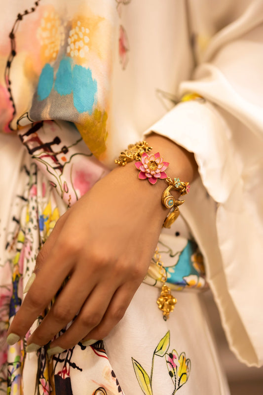 Floral Carved Gold Bracelet 