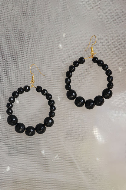 Onyx Stone Hoop Earrings 