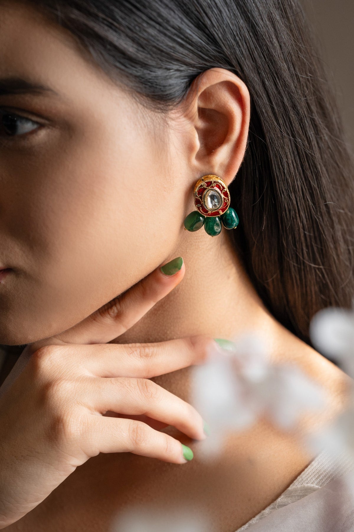 Kundan & Onyx Stone Earrings 