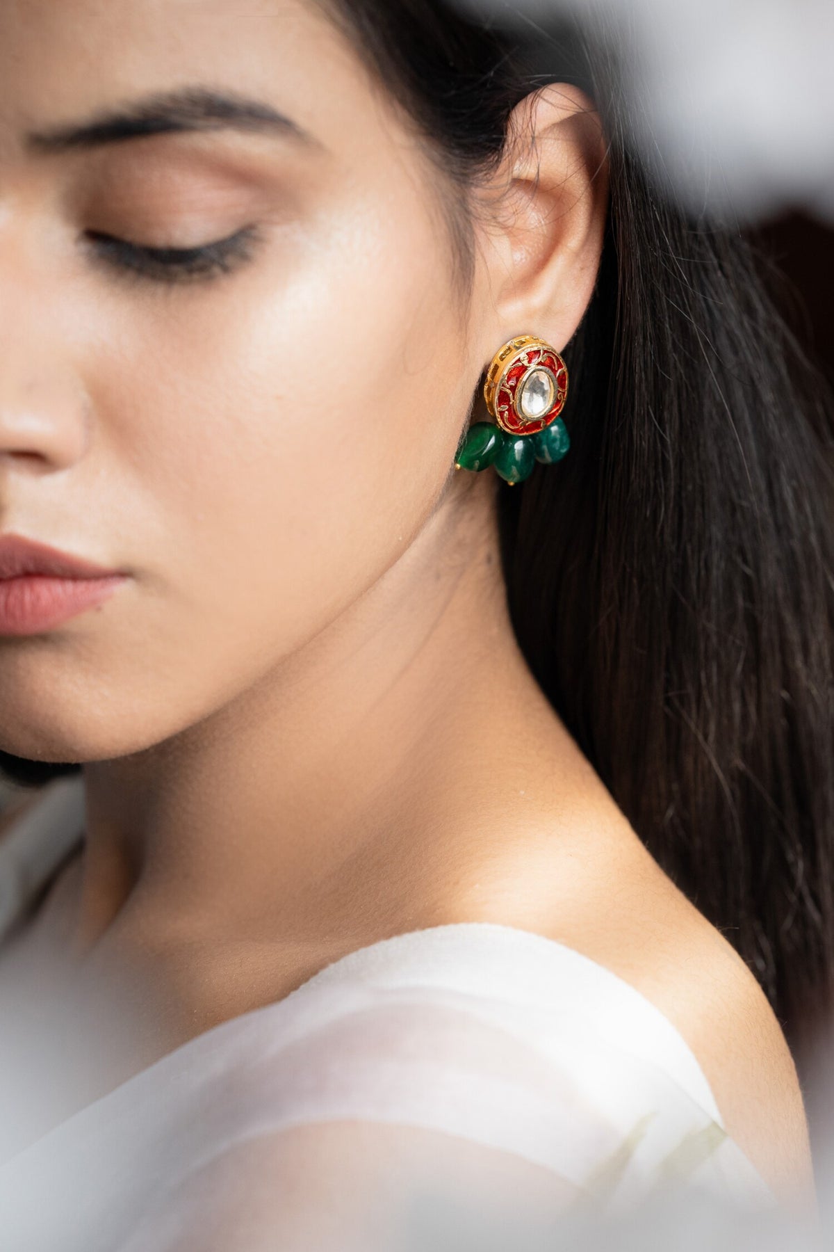 Kundan & Onyx Stone Earrings 