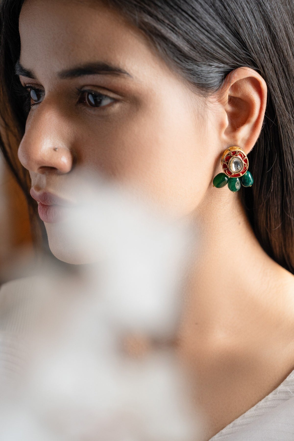 Kundan & Onyx Stone Earrings 