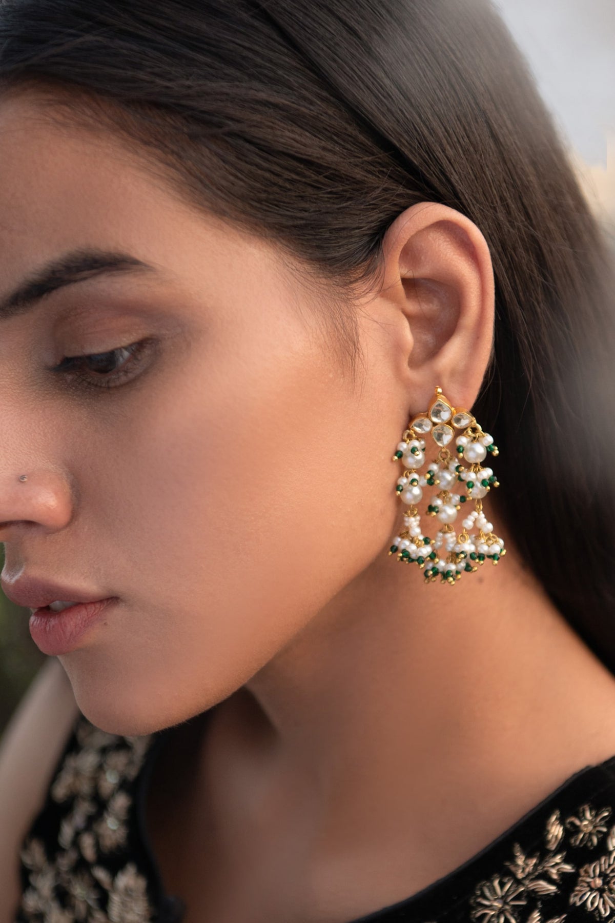 Kundan Floral Motif Earrings 