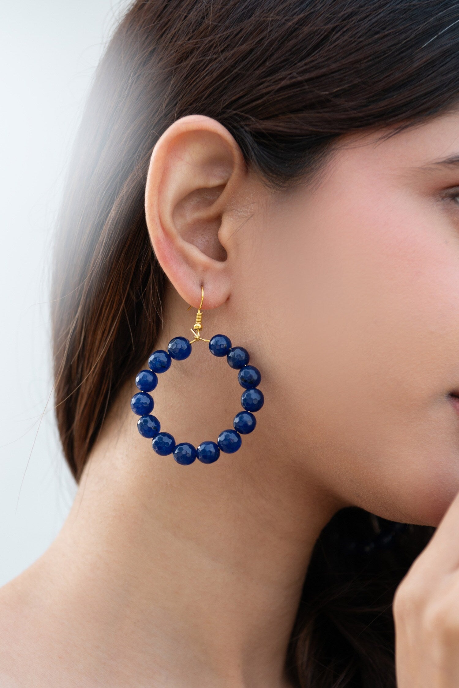 Onyx Stone Hoop Earrings 