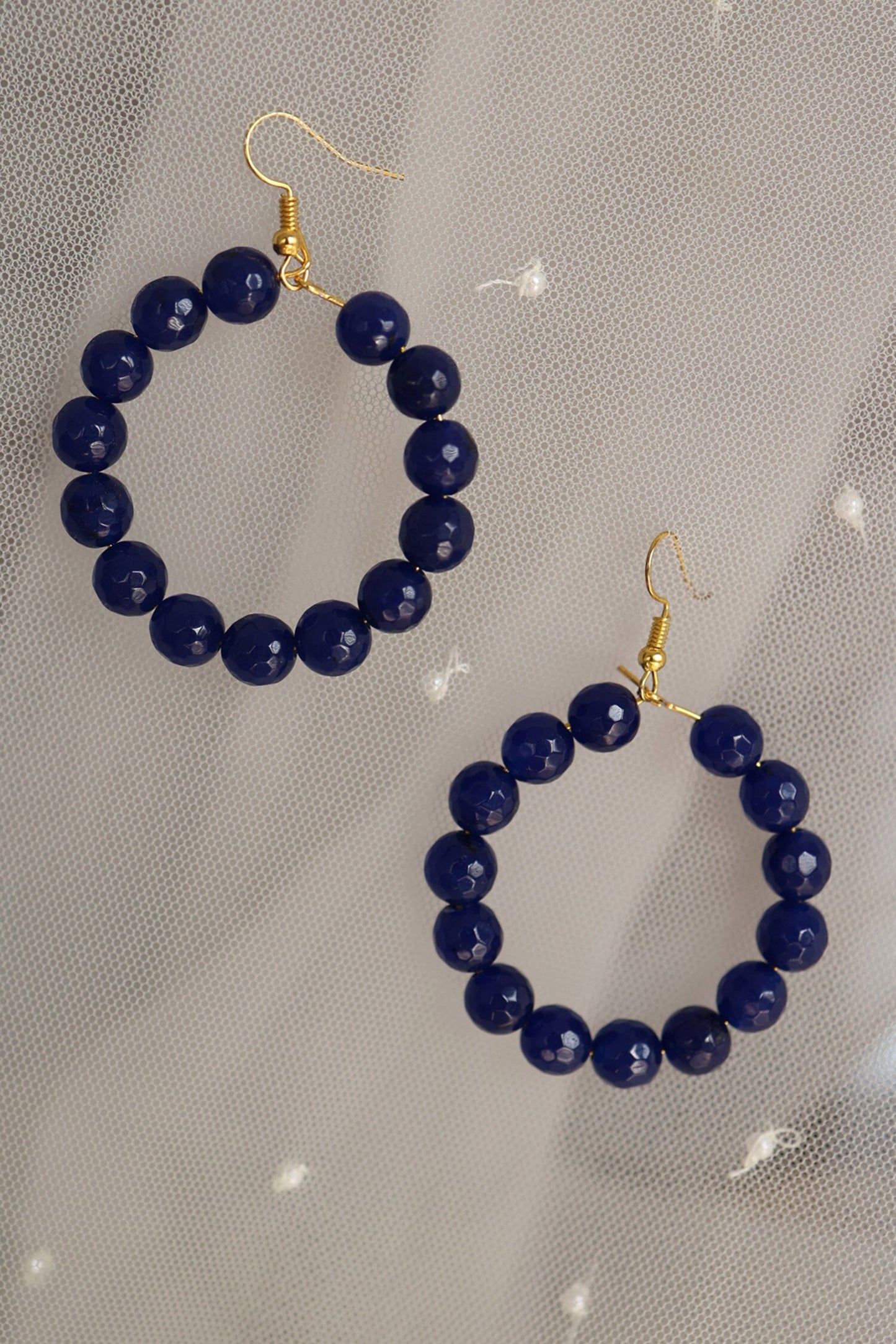 Onyx Stone Hoop Earrings 