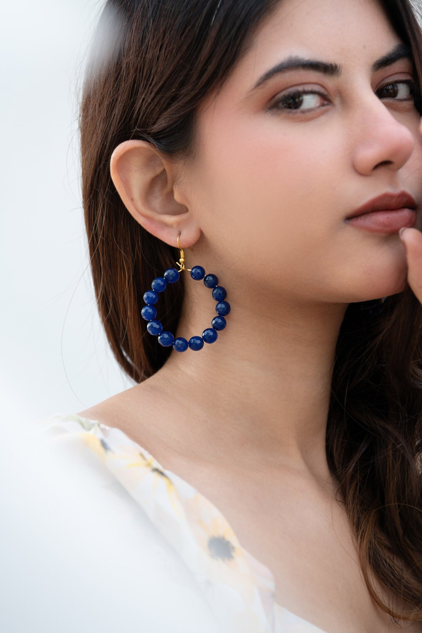 Onyx Stone Hoop Earrings 